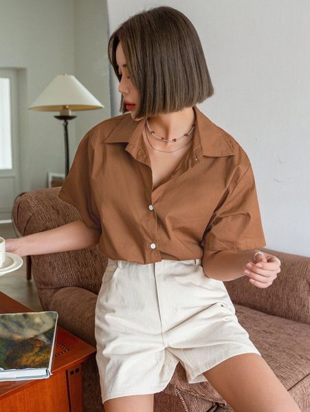 

dazy drop shoulder button front blouse 94ww#, White