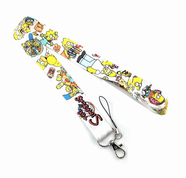 

10 pack simpsons cartoon anime lanyard key chain neck strap key camera id card phone string pendant party gift accessories, Silver