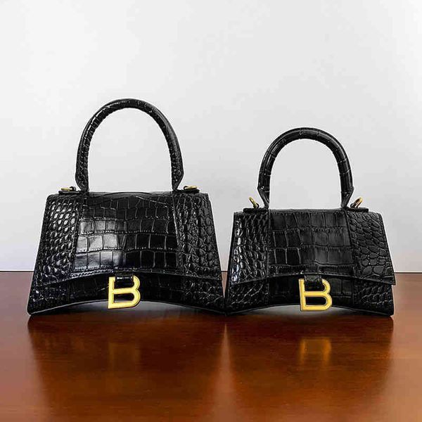 

handbags designer balencaigass crossbody b high home version crocodile hourglass bag vintage letter celebrity leather women's one shoul