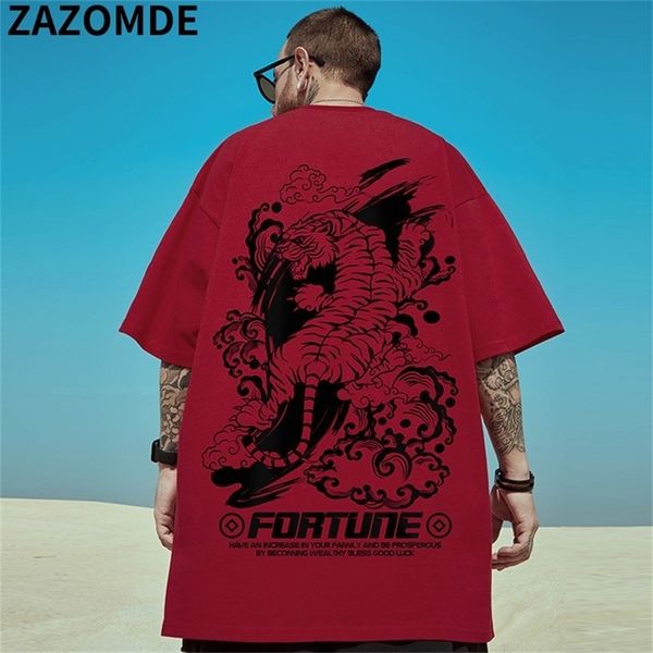 ZAZOMDE Street Hip Hop T-shirt Anime Tiger Print T Shirts Männer Baumwolle Kurzarm T-Shirt Harajuku Sommer Casual Top T 220621
