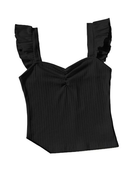 

solid ruched bust ruffle trim 50ud#, White