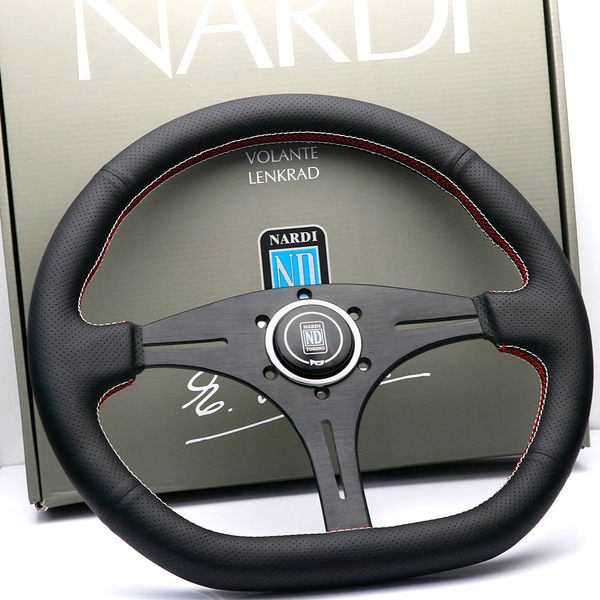 

14inch nd real leather type d drift sport steering wheel aluminium frame