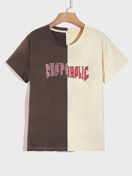 

extended sizes men letter graphic colorblock tee i2nx#, White;black