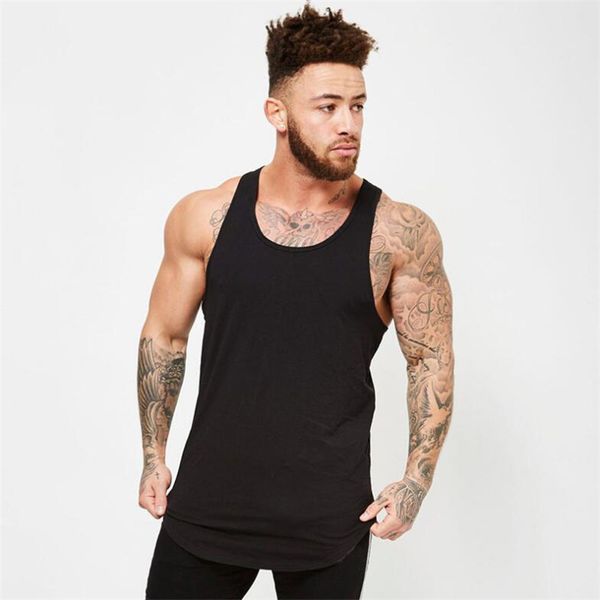 

summer fitness sling wholesale 100% cotton men gym tank bodybuilding, White;black