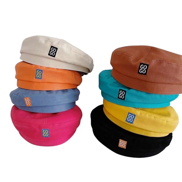 

children's beret for girls boys embroidery letter baby hat spring fashion korean candy color hats kids accessories 2-6y 220615, Yellow