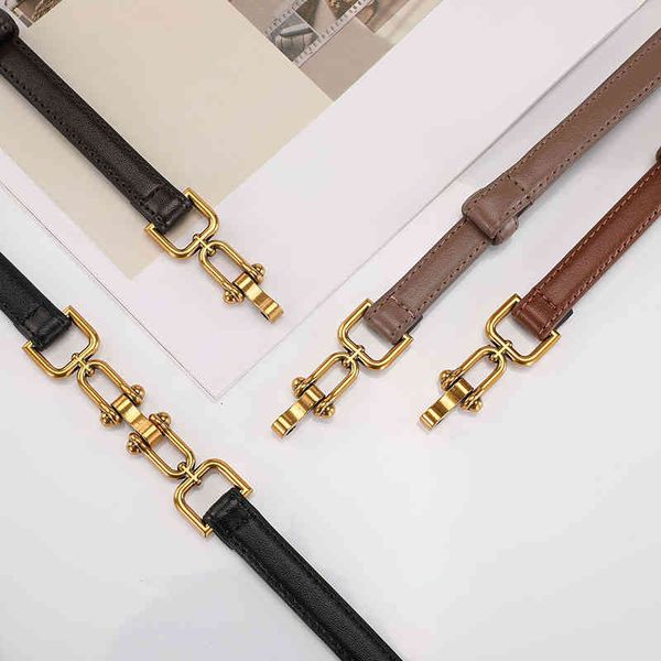 

belts pair buckle adjustable cowhide belt women's thin net red style ggi4, Black;brown