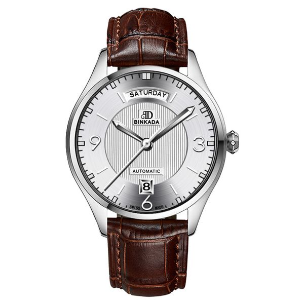 

2022 new authentic domineering watch men's fully automatic mechanical watch waterproof calendar q1, Slivery;brown