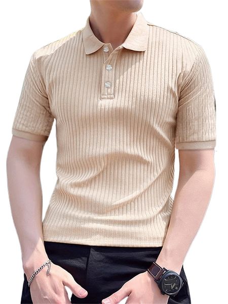 

men ribbed knit polo shirt x86v#, White;black