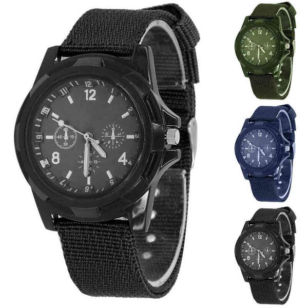 Mode Wasserdicht Männer Quarz Armee Soldat Militär Leinwand Strap Stoff Analog Handgelenk es Sport Handgelenke Uhr Y220707