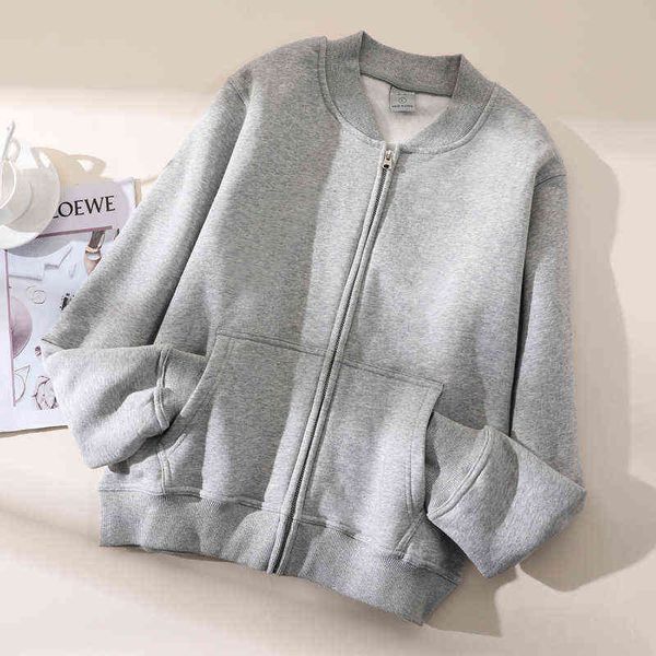 

autumn winter short coat women's clothing casual loose large size sports spring cardigan zipper sweatshirts jackets fp195 t220726, Black