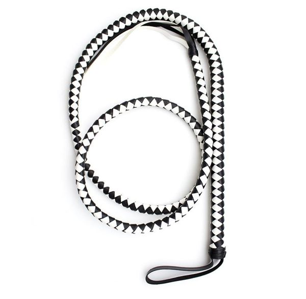 

catgirl performance bullwhip stage costume accessories night party game toy faux leather weaving whip long equestrian crops handmade 6.6ft, Silver