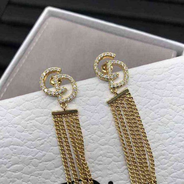 

jewel new letter with diamond tassel long earrings fashion red earrings, Golden