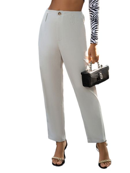 

zipper fly tapered pants q2sp#, Black;white