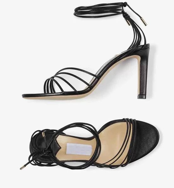 

r summer antia nappa leather ankle-tie sandals shoes women high heels lady party wedding bridal dress gladiator sandalias eu35-43, Black