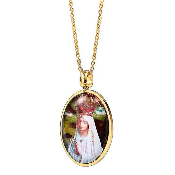 Подвесные ожерелья овальная дева Мэри Титановый стальное колье с шармом тонкая золотая цепь современная мода католические ювелирные украшения