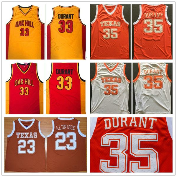 

ncaa texas longhorns college basketball jerseys shirts lamarcus #23 aldridge kevin 35 durant oak hill high school stitched basketball jersey, Black;red