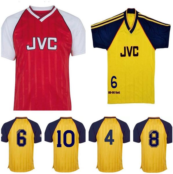 

1988 1989 1990 1991 away merson tony adams thomas retro soccer jersey rocastle dixon campbell smith limpar classic vintage football shirt, Black;yellow