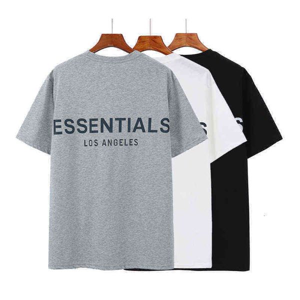 

essential women charm t shirts double thread back reflective letter short sleeve men fog high street fashion brand leisure lovers wear track, White;black