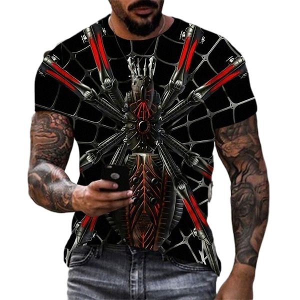 

men's t shirt 3d print spider animal crew neck street casual print short sleeve sportswear casual fashion comfortable red 31xu#, White;black