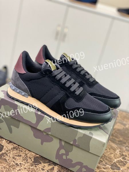 

fashion camouflage sneakers desginer men shoes black green low-lace up studded shoes genuine leather trainers xg210101