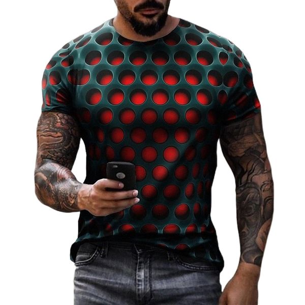 

men's tee t shirt 3d print graphic optical illusion plus size crew neck round neck casual daily short sleeve vintage streetwear exagge, White;black