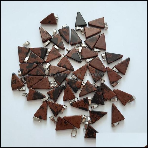 

pendant necklaces pendants jewelry wholesale 50pcs fashion natural mahogany obsidian stone triangle shape cha dhjmp, Silver