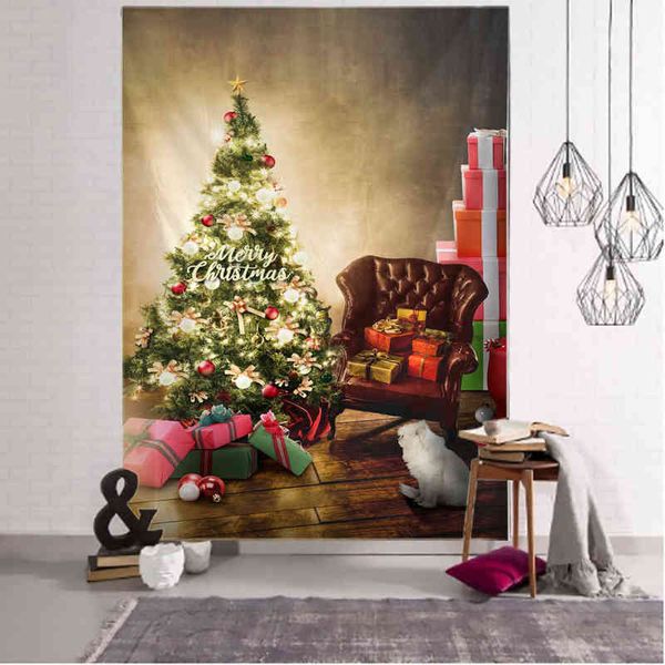 Tapestry Christmas Tree Art Home Wall Holding Carpets Decoration Snow for Dormi