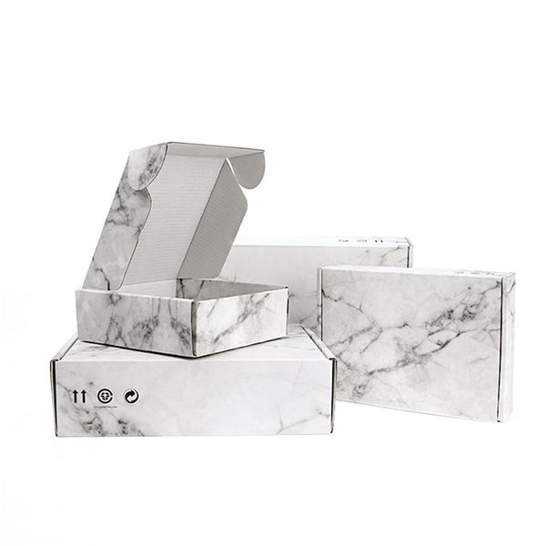 5pcs 10pcs Marble Packing Box Festival Party Gift Box 3 Layer papel corrugado suporta tamanho personalizado e impressa 220706