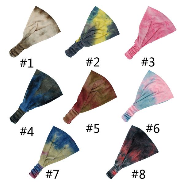 2022 Accessori moda Tie-dye Sport Fascia per la testa per le donne che corrono Yoga Fasce elastiche per turbante per capelli Assorbono il sudore Fiori HeadWrap Copricapo