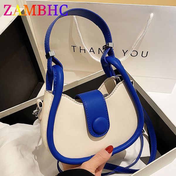 

trend women's small half moon bag panelled pu leather shoulder crossbody bags for women purses and handbags luxury tote sac