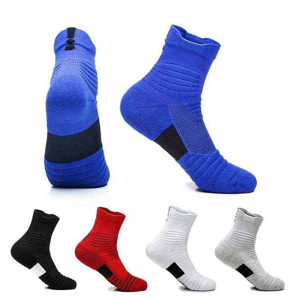 

mens basketball sock non-slip professional socks solid color towel bottom elite boat outdoor sports training cushioning, Black