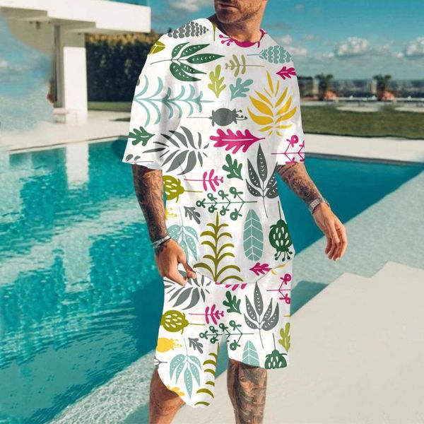 Erkek Tişörtler Kısa kollu plaj pantolonuna takım elbise moda eğlence tatil sahil tarzı hip-hop spor erkekler ve kızlar