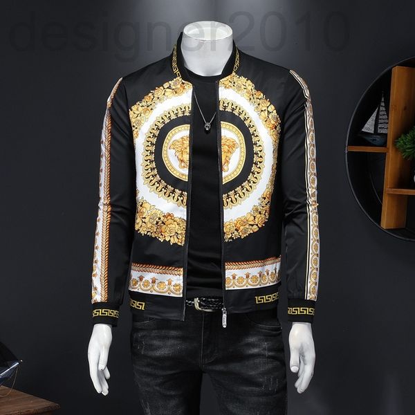 

men's jackets designer autumn and winter 2020 new print slim baseball collar thin jacket men's fashion casual coat trend, Black;brown