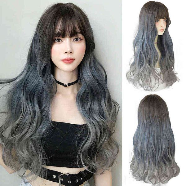 

tiktok trend wig european and american fashion wig partial gradient color chemical fiber curl short 1xk8, Black