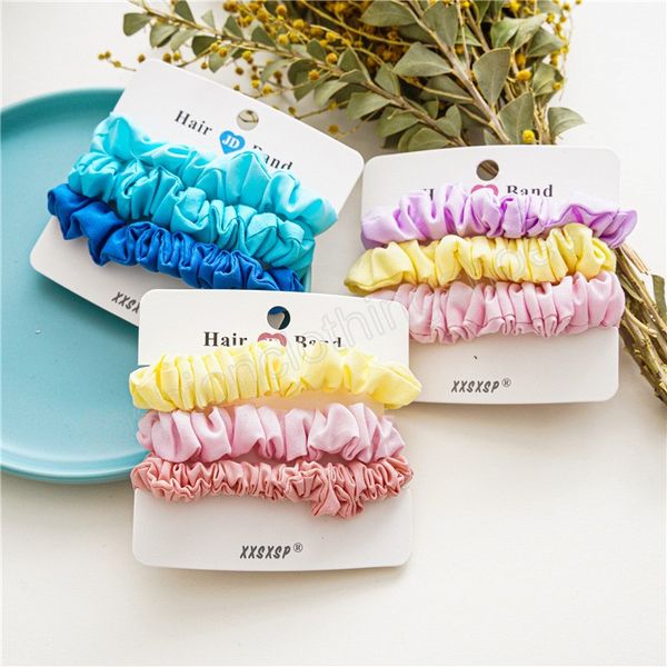 

3pcs/set scrunchies macaron color scrunchie set elastic hair bands for women girls hair rope ponytail holder hair accessories, Slivery;white
