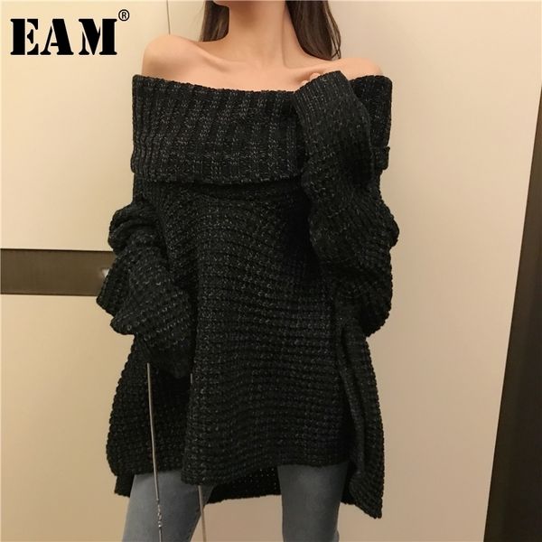 

eam black irregular knitting sweater vest loose fit slash neck sleeveles fashion autumn winter 1y659 y201128, Black;white