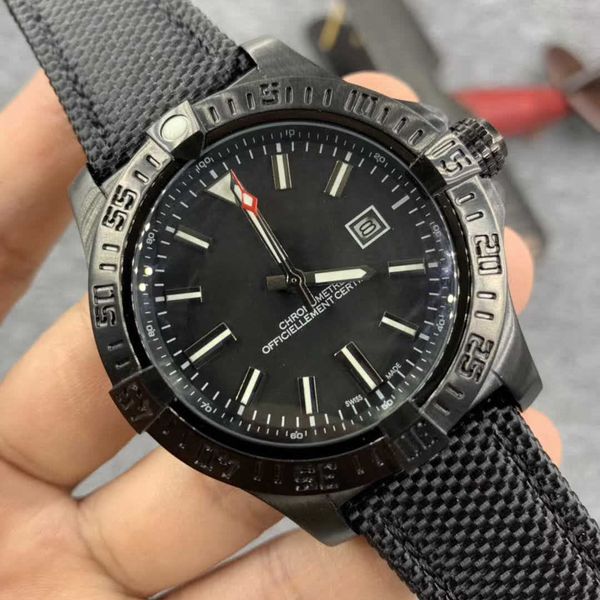 

pvd stainless black steel case watches men avenger 43mm dial automatic mechaincal movement watch 904l floding clasp mens sports style, Slivery;brown