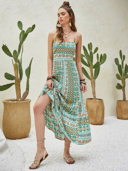 

rusttydustty floral print ruffle hem cami dress f105#, Black;gray