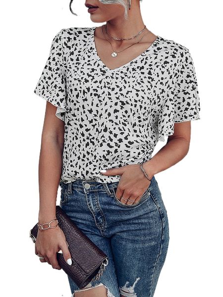 

all over print butterfly sleeve tee n8f7#, White