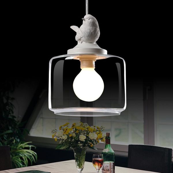 Lampade a sospensione Moderne Retro Creative Art Luci in vetro Personalità Lampada per uccelli Cafe Restaurant Den Bar Illuminazione WJ620Pendente