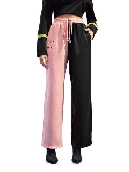 

x batool almuwalled two tone letter graphic drawstring waist sweatpants q5iy#, Black;white