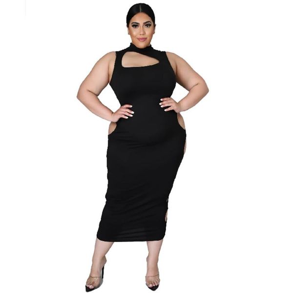 Plus Size Kleider Damen Kleid Xl-4xl Mode Ärmellos Ausschnitt Elegant Party Sexy Club Kleidung Schwarz Casual Großhandel Direkt SalePlus