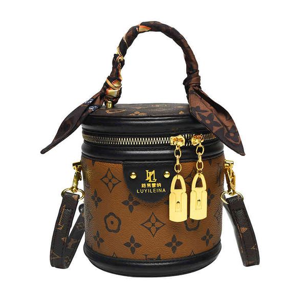 

bags handbags fortune bucket 2022 spring fashion portable old flower messenger small commuter round female, Black;red