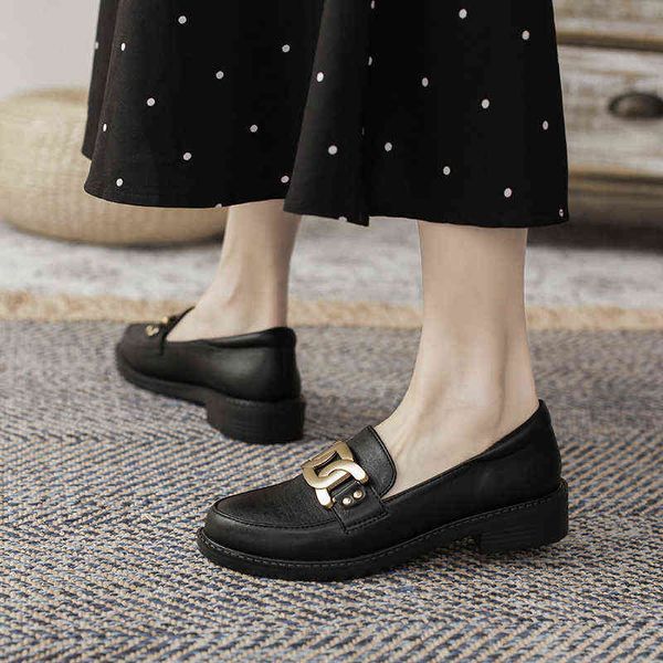 

dress shoes women fashion pumps high heels leather loafers luxury mules slip on office square toe shoes ladies casual 220518, Black