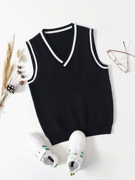 

toddler boys striped pattern sweater vest she01, Blue