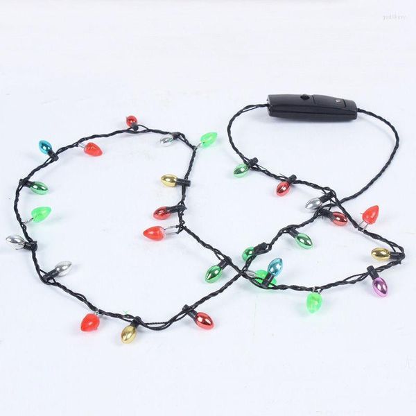 HSJ88Chains Godl22 Ketten Stück Mini Blinklicht Blinkende Weihnachtslichter Kostüm Halskette 8 LED-Lampen