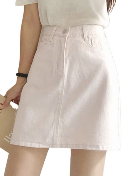 

dazy pocket straight denim skirt i7xs#, Black