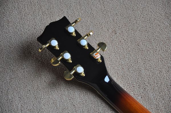 chitarra 38 pollici tigre impiallacciatura di acero alta configurazione tramonto colore tastiera in palissandro conchiglia intarsio chitarra folk in legno