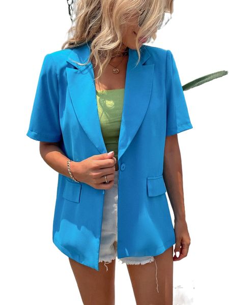 

lapel neck flap detail blazer k595#, White