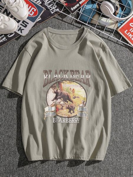 

men bear & letter graphic tee a8ca#, White;black
